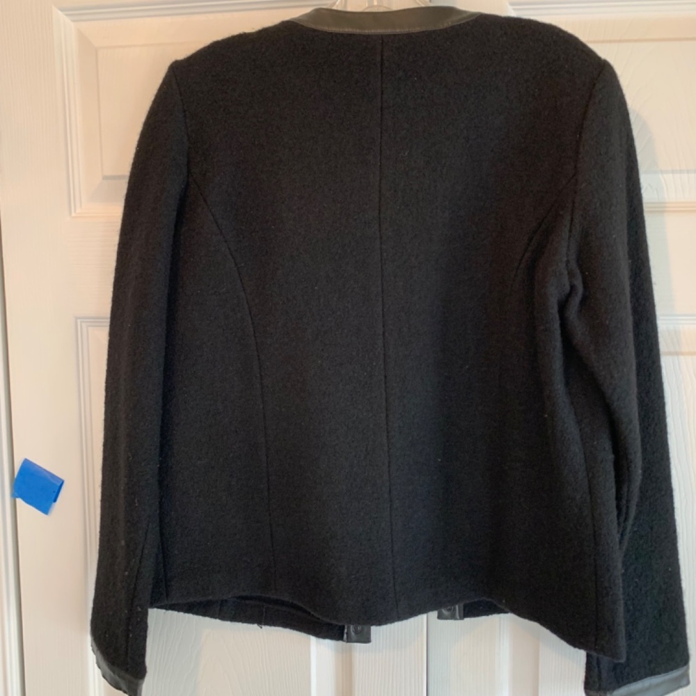 Wool Jacket with leather trim - Picture 2 of 5